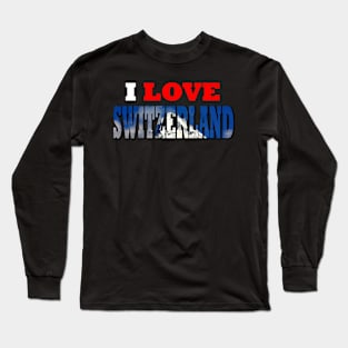 I Love Switzerland Snow Capped Mountain Long Sleeve T-Shirt